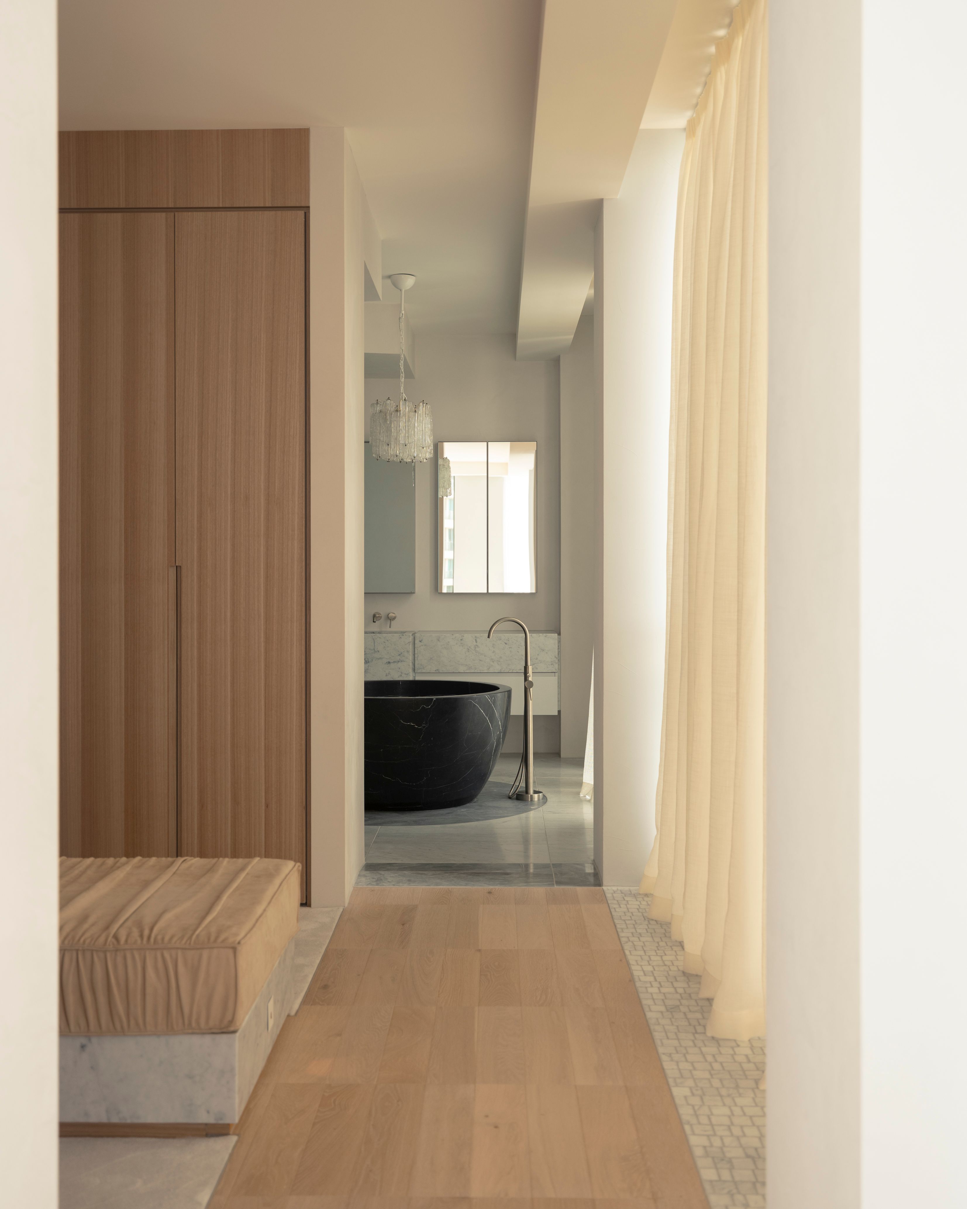 Master Bedroom Ensuite in Melbourne Penthouse by Studio Kennon