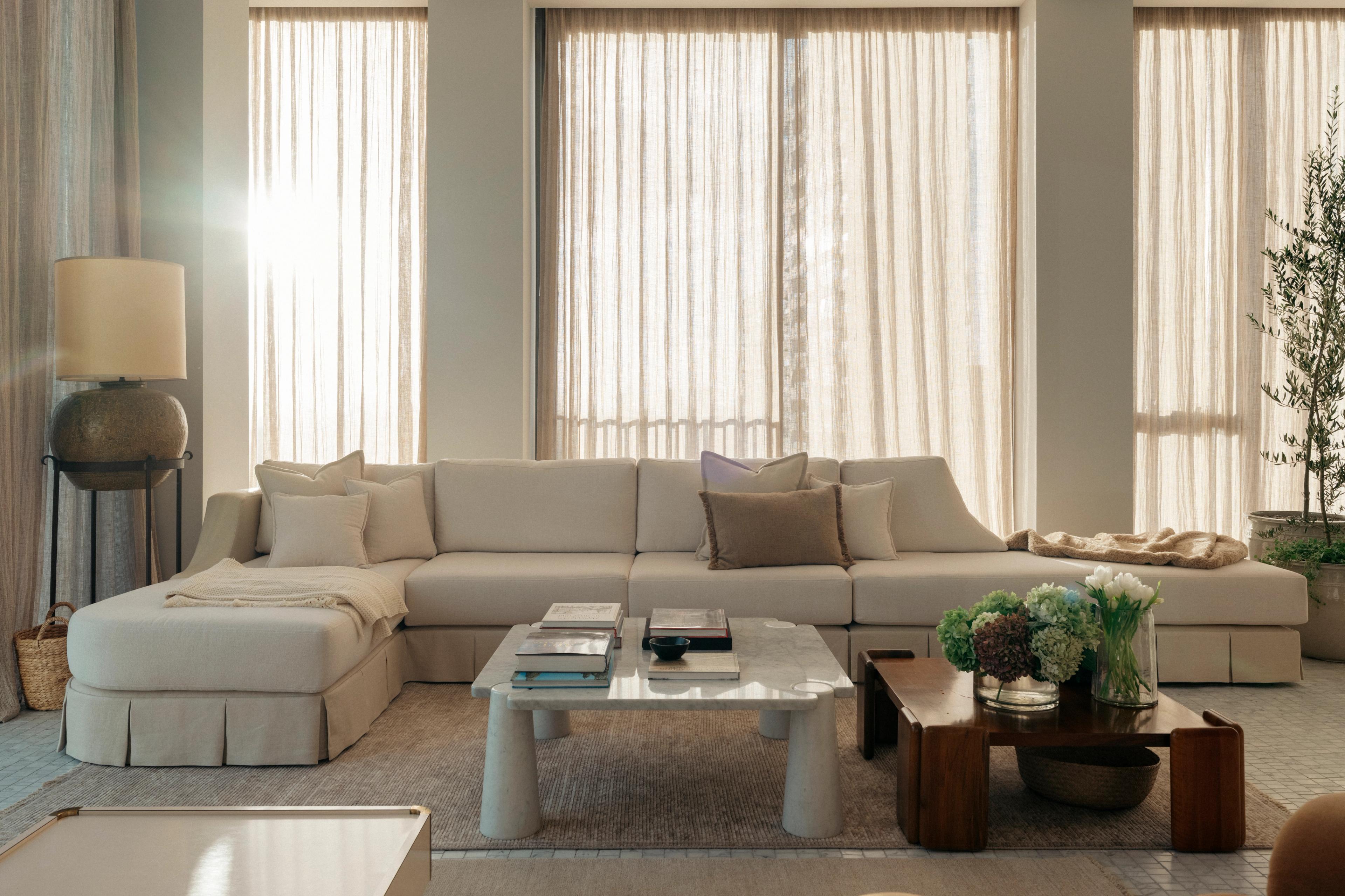 Photograph of custom sofa in Melbourne Penthouse by Studio Kennon