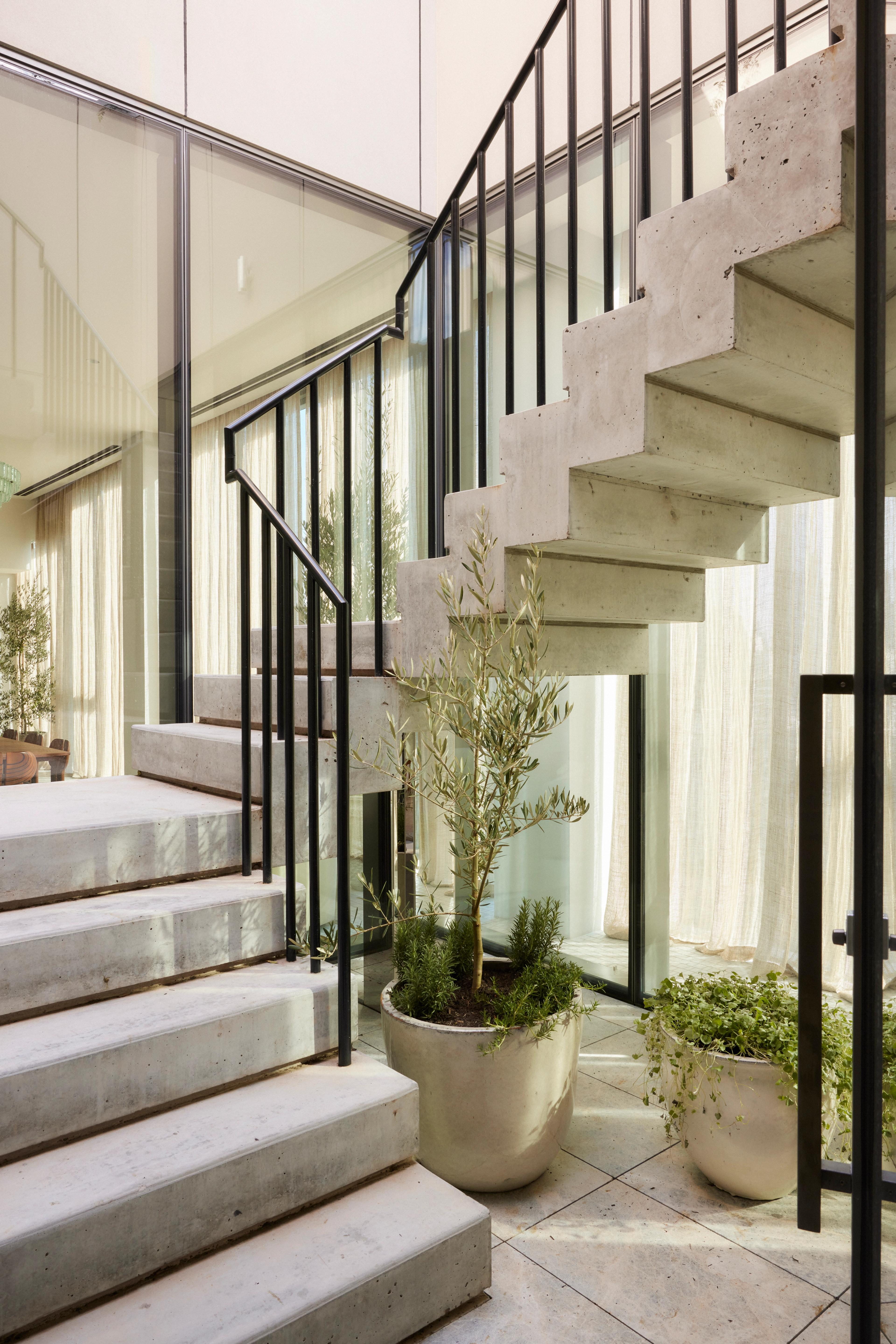 Stairwell details in Melbourne Penthouse by Studio Kennon