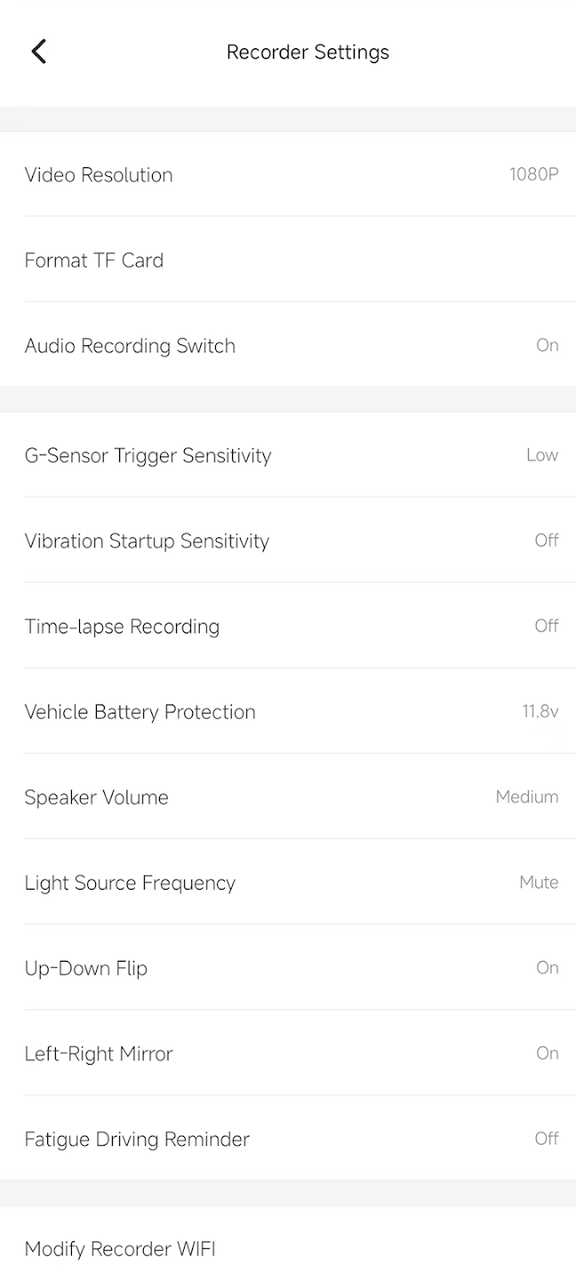 CloudWayCam app screenshot 3 — dash cam control interface