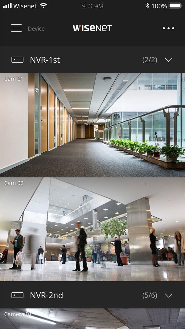 Wisenet mobile app screenshot 2