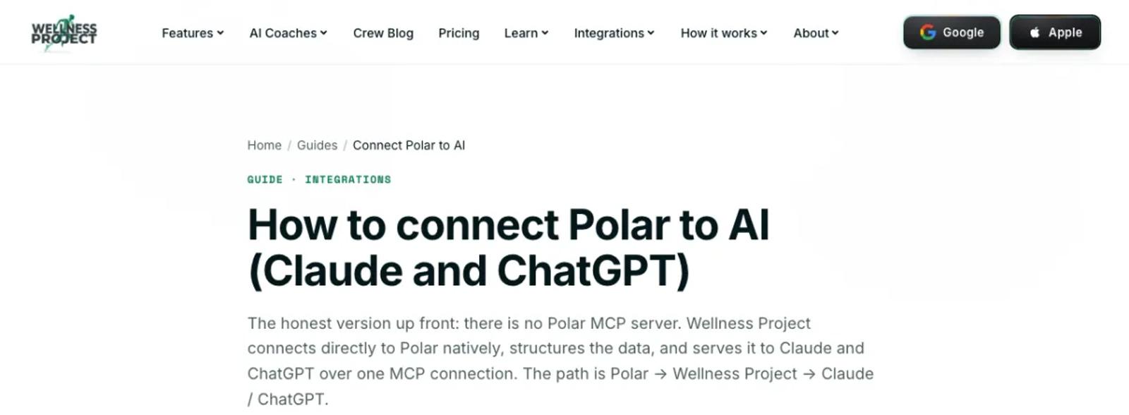 The Wellness Project guide to connecting Polar to AI.