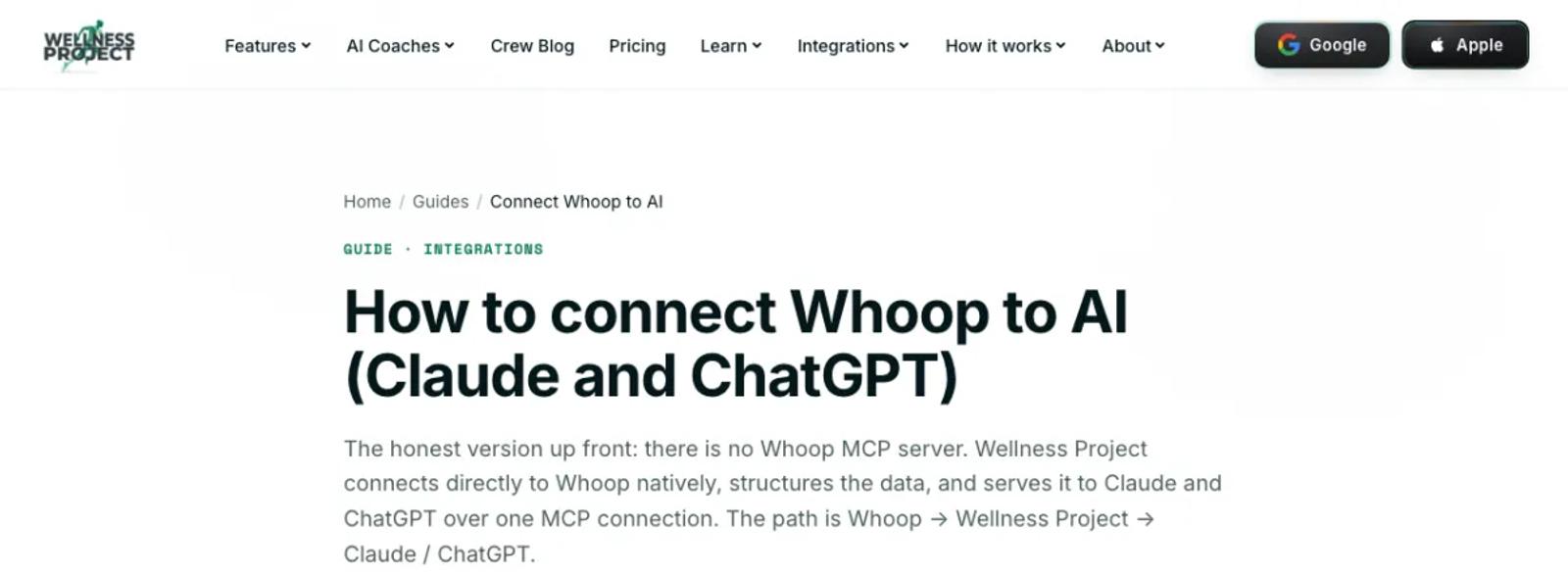 The Wellness Project guide to connecting WHOOP to AI.