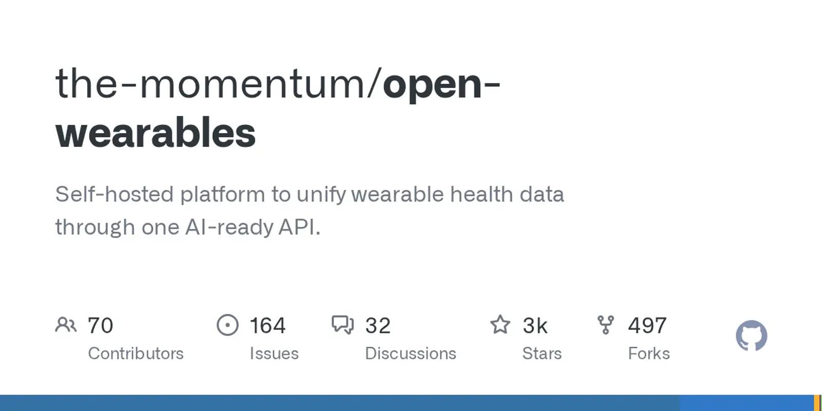 The GitHub card for the-momentum/open-wearables.