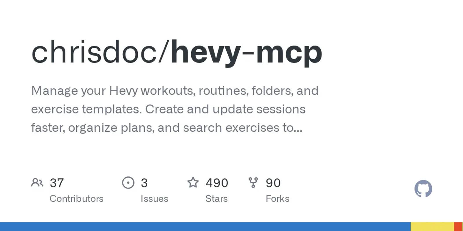 The GitHub card for chrisdoc/hevy-mcp.