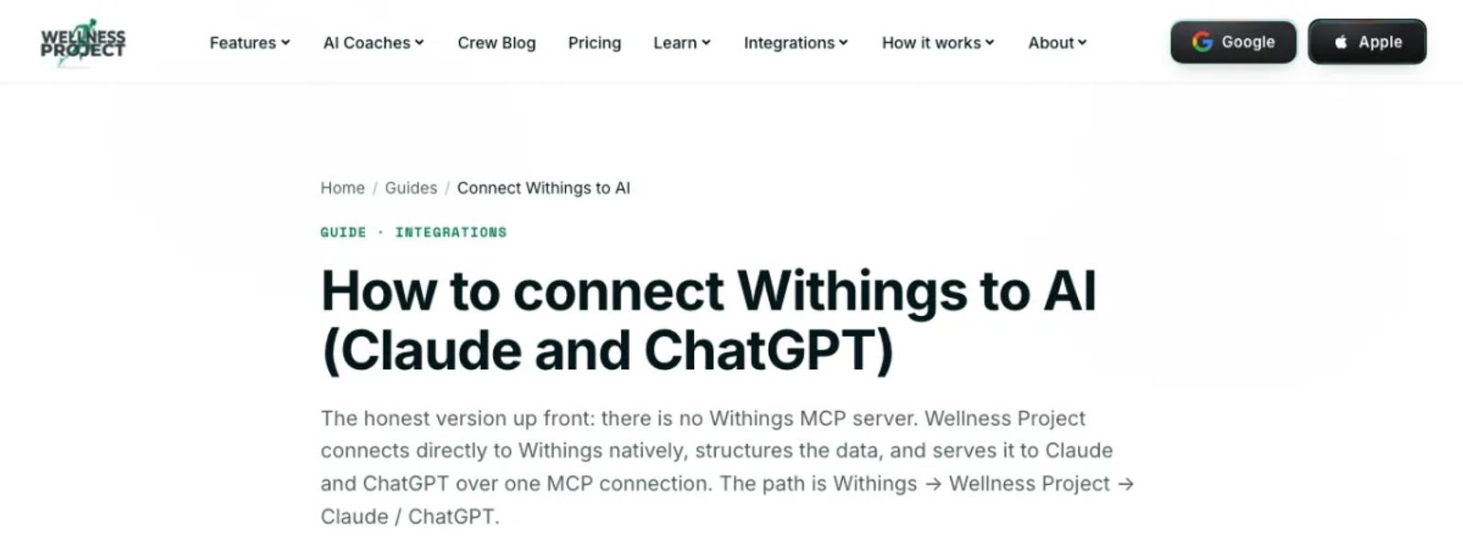 The Wellness Project guide to connecting Withings to AI.