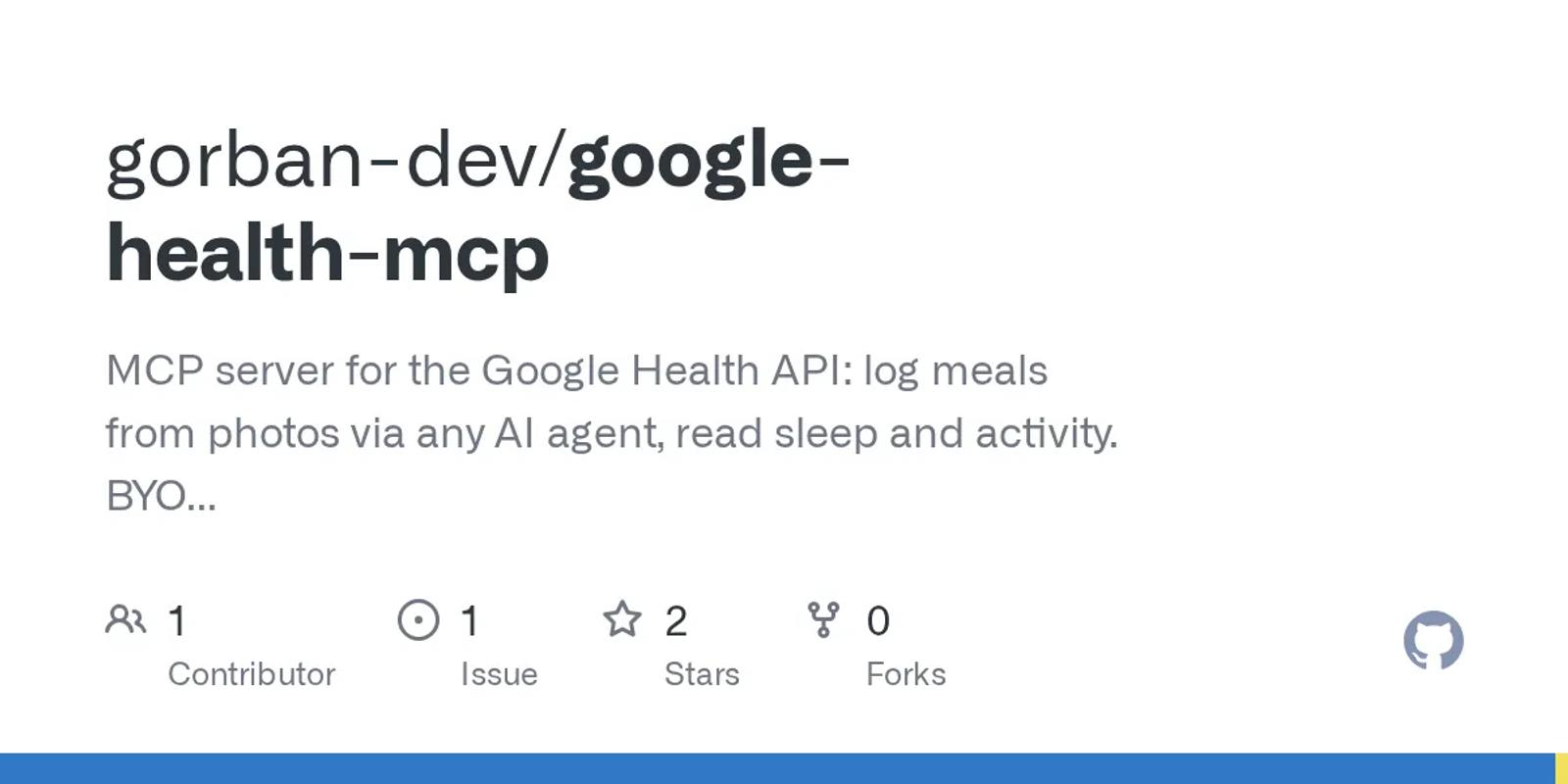 The GitHub card for gorban-dev/google-health-mcp.