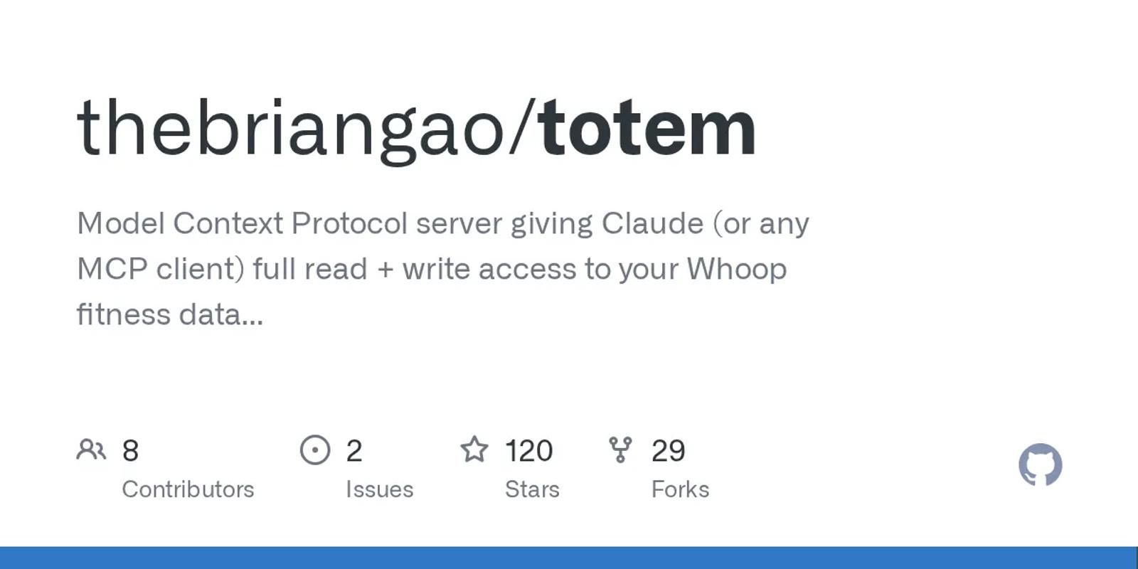 The GitHub card for thebriangao/totem.