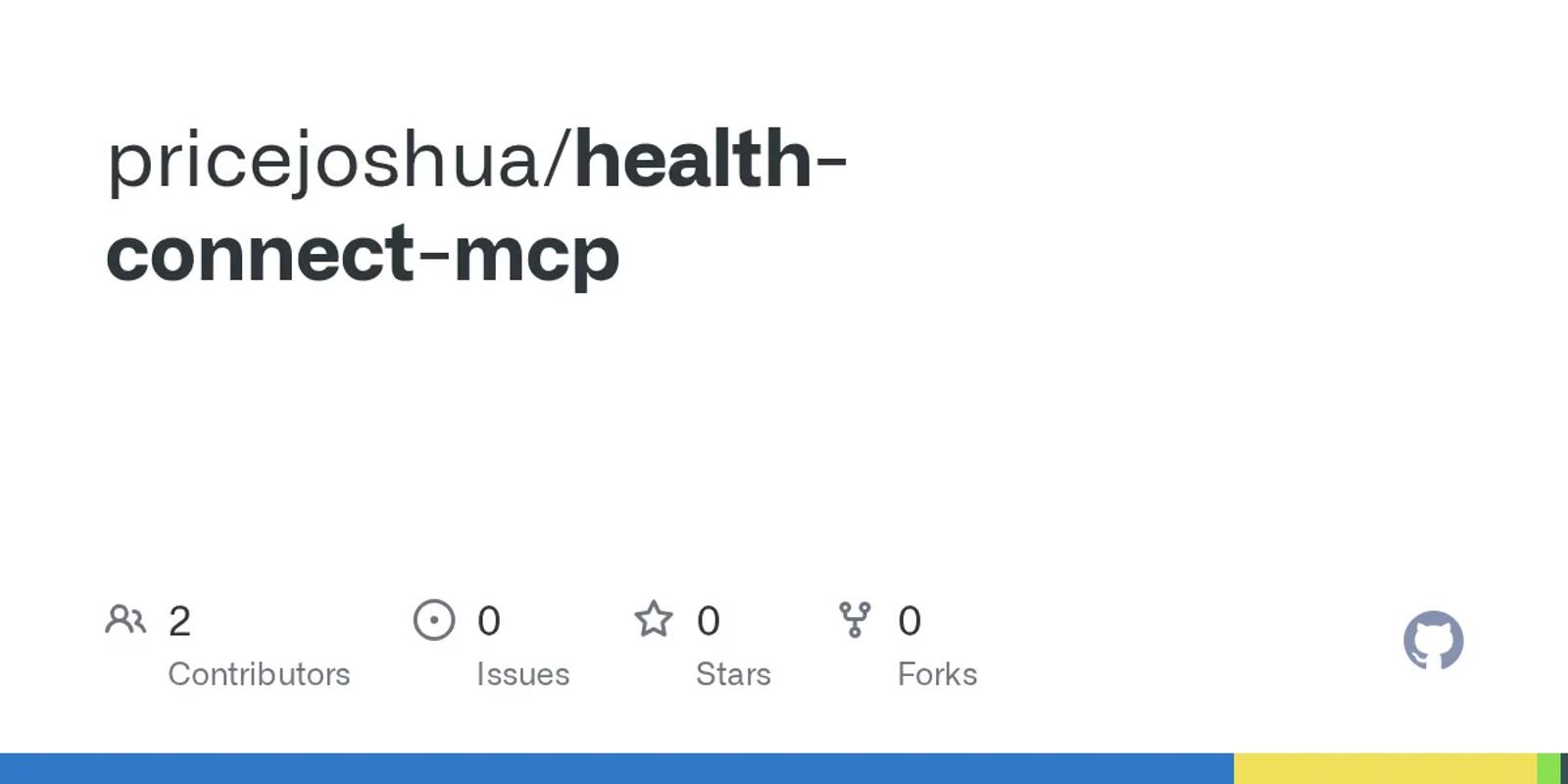 The GitHub card for pricejoshua/health-connect-mcp.