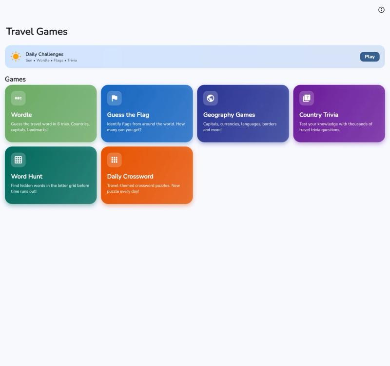 The GamePack game selection screen