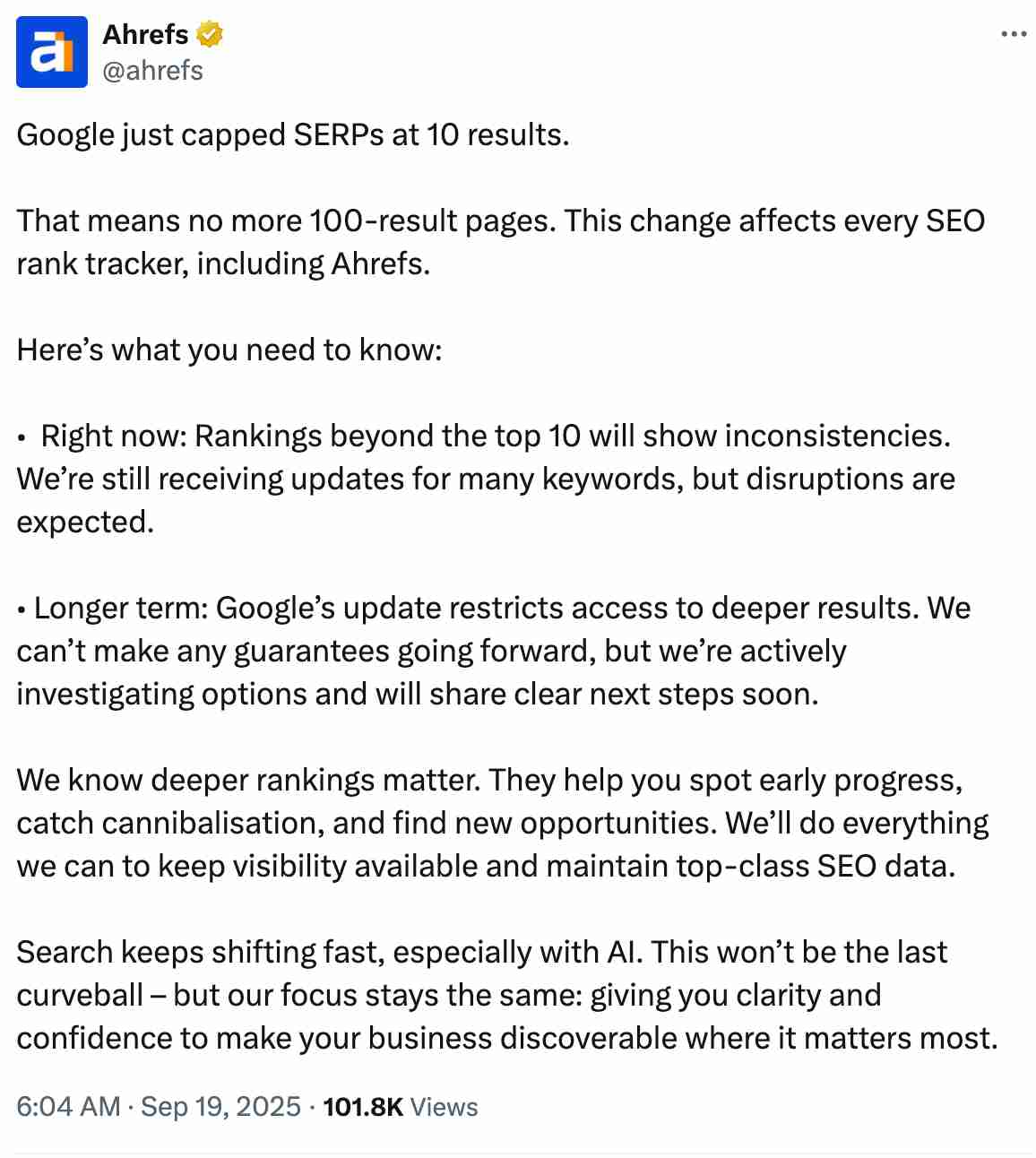 Google SERP Top 10 Impact