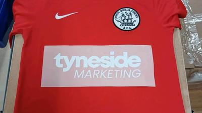 North Shields AFC junior girls football team sponsorship photo