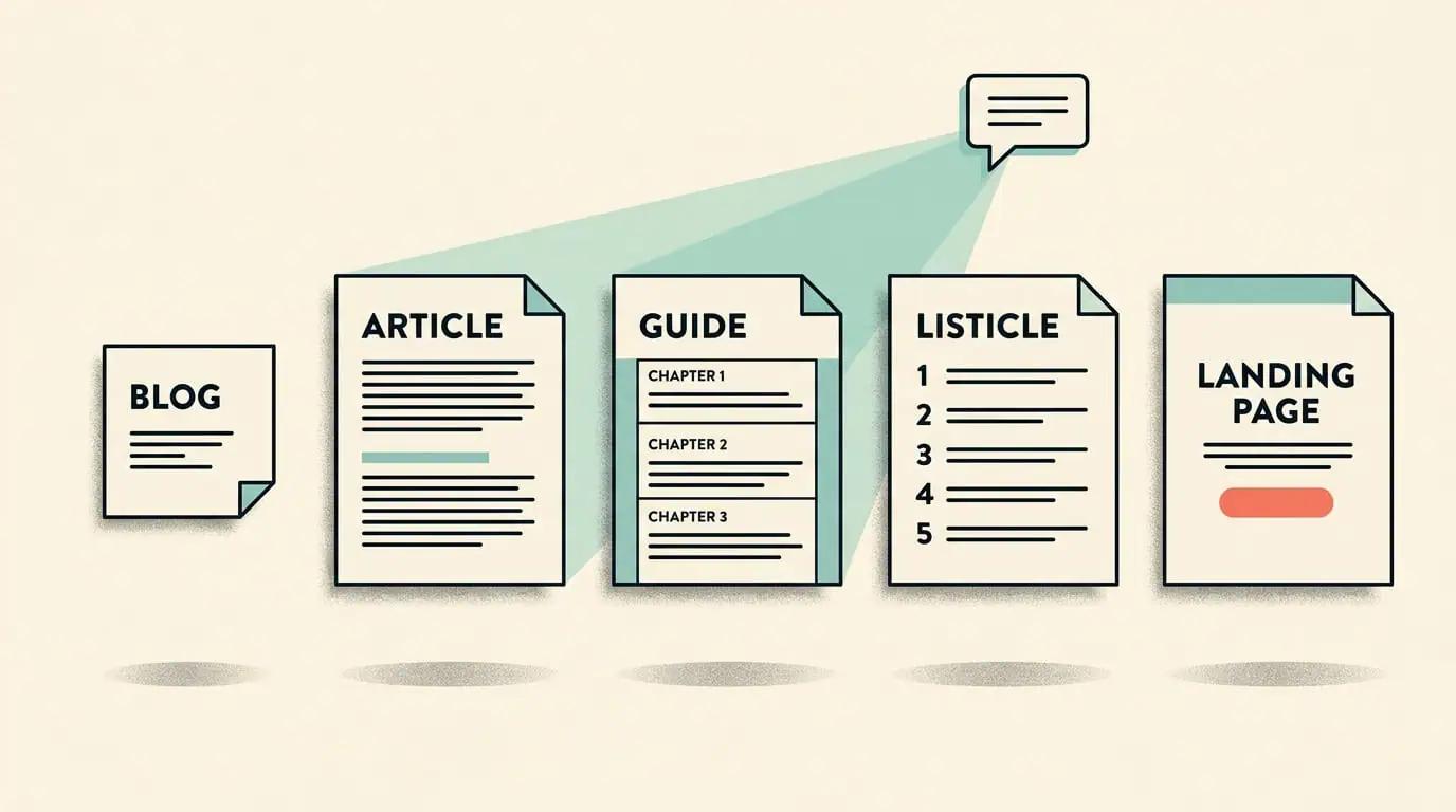 seo vs aeo graphic showing different content types