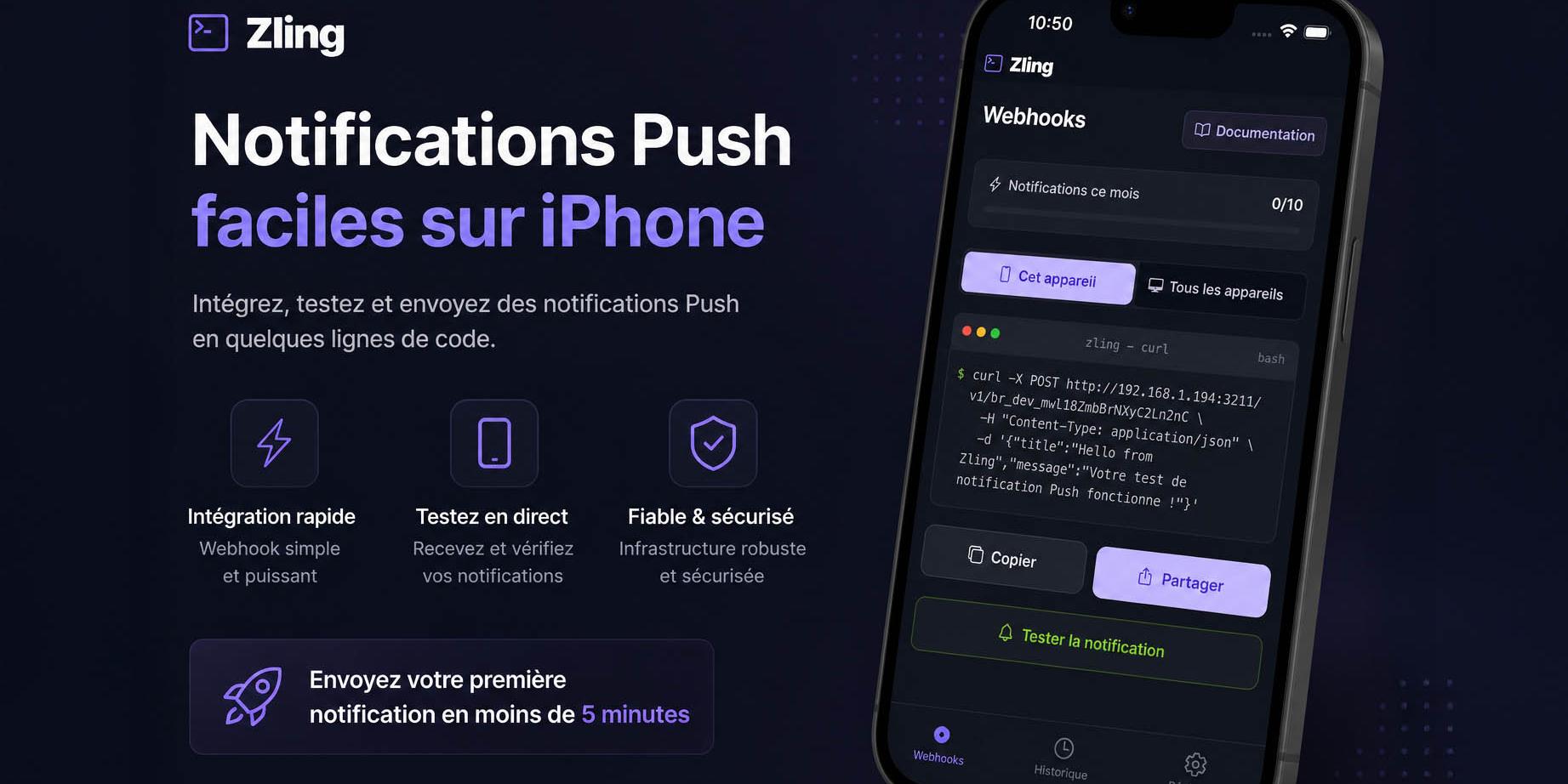 Zling : recevez des notifications push depuis un simple curl