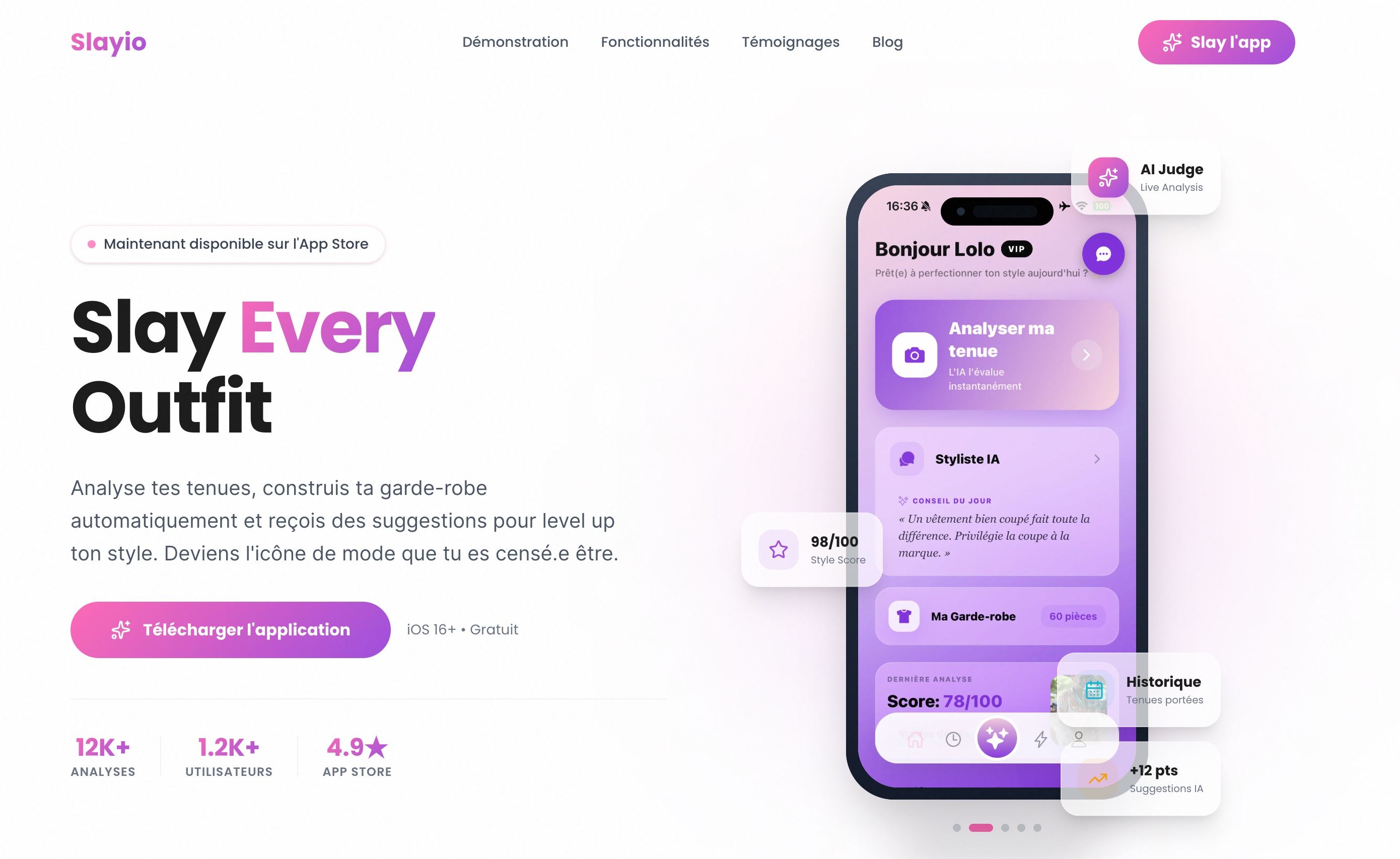 Slayio — Assistant mode IA pour shoppeurs