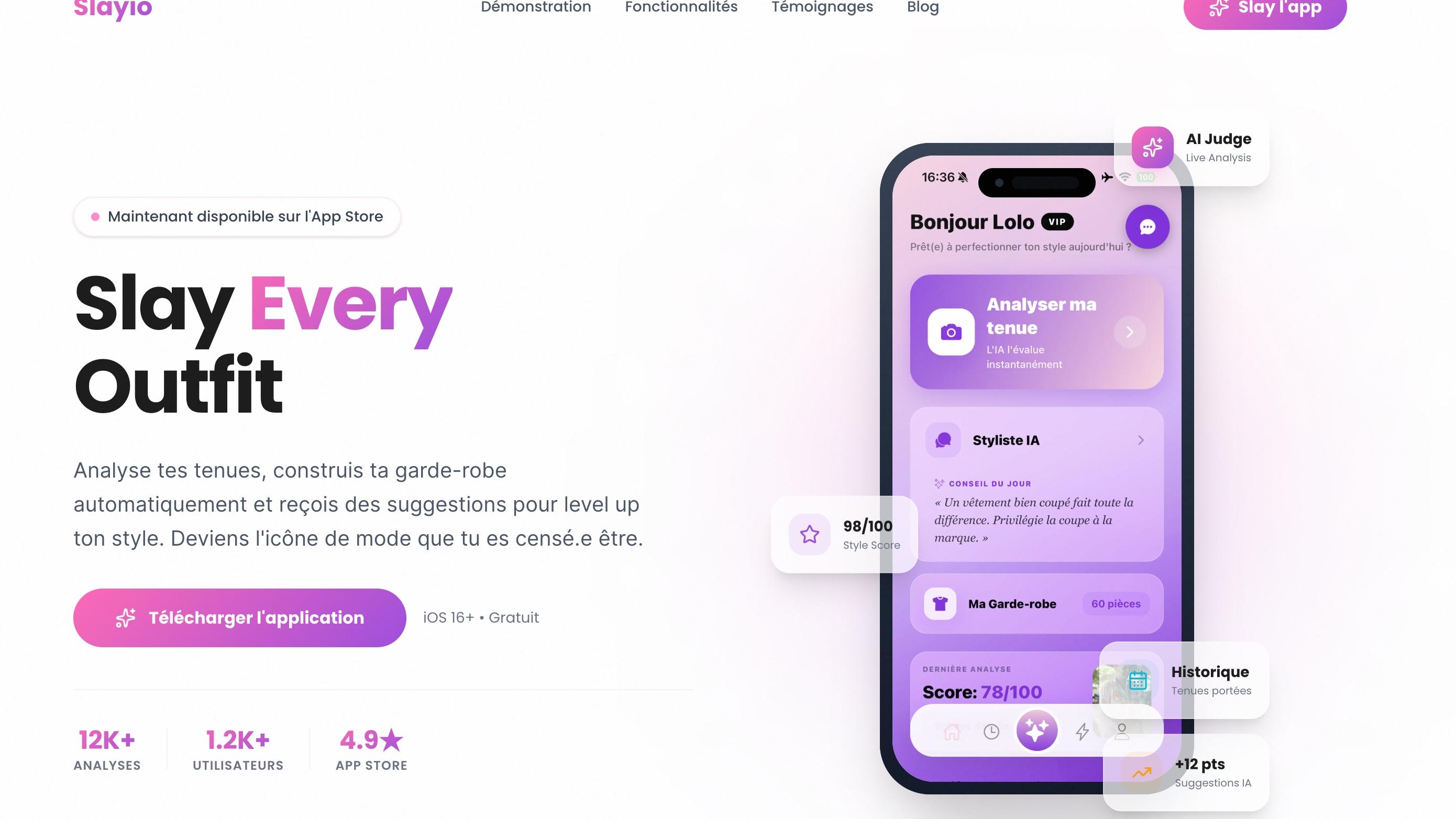 Slayio — Assistant mode IA pour shoppeurs