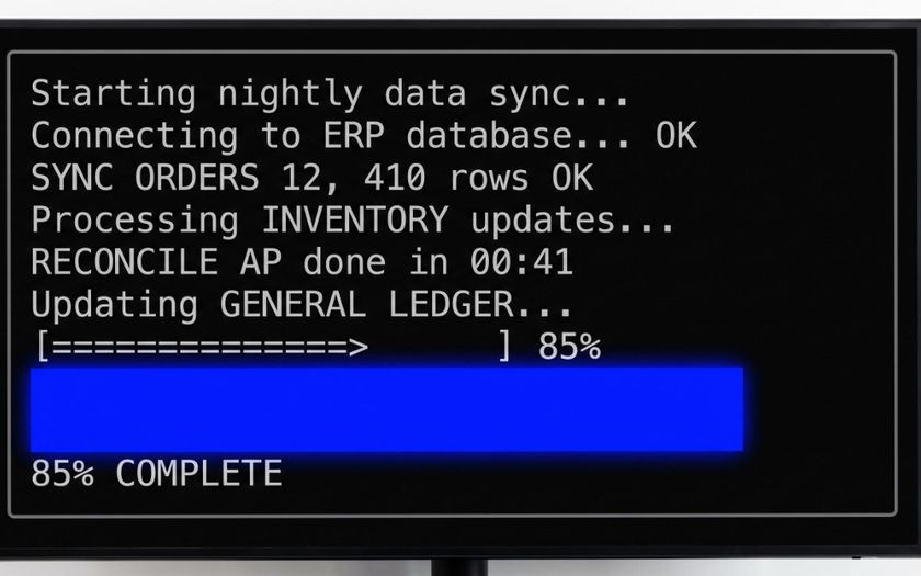 Syncing six systems into one inventory count for a manufacturer.