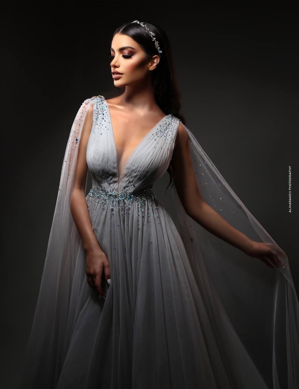 blue ombre satin dress Dusty Blue Tulle Bow Tie Shoulder Ruffle Long Prom Dress  Dreamdressy