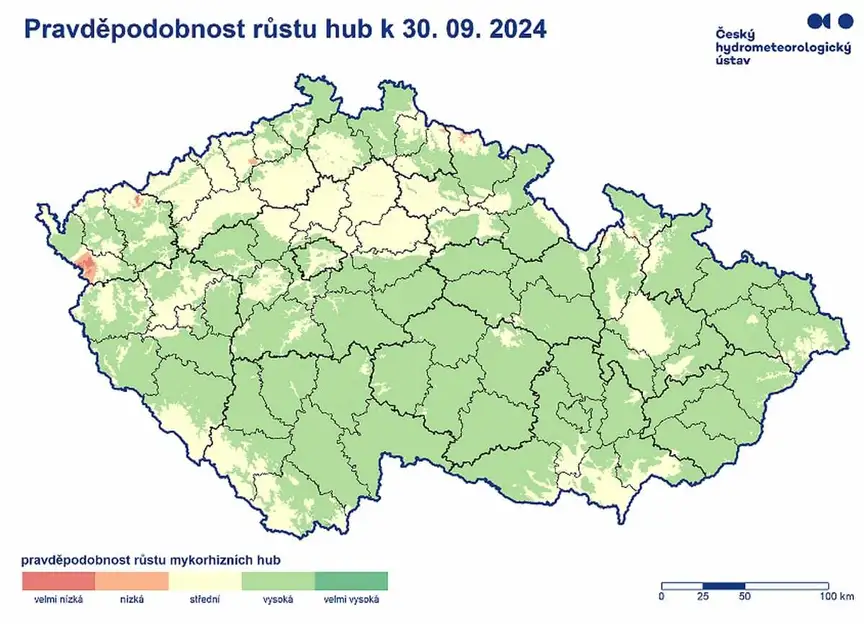 Výskyt hub na mapě.