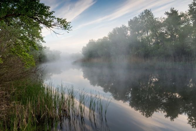 Řeka podzim mlha Řeka podzim mlha