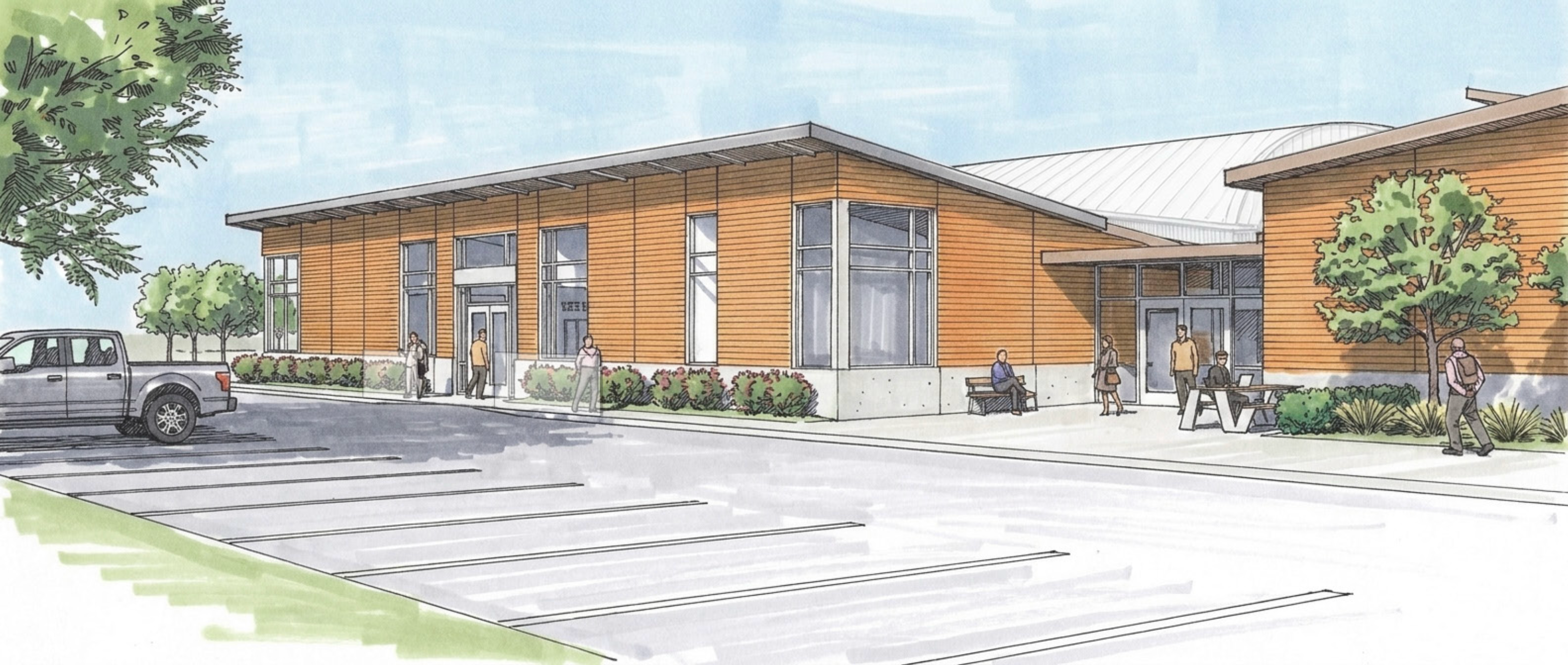 Cowlitz County Event Center rendering of east entrance