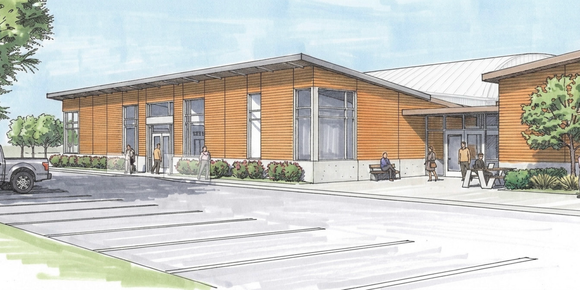 Cowlitz County Event Center rendering of east entrance