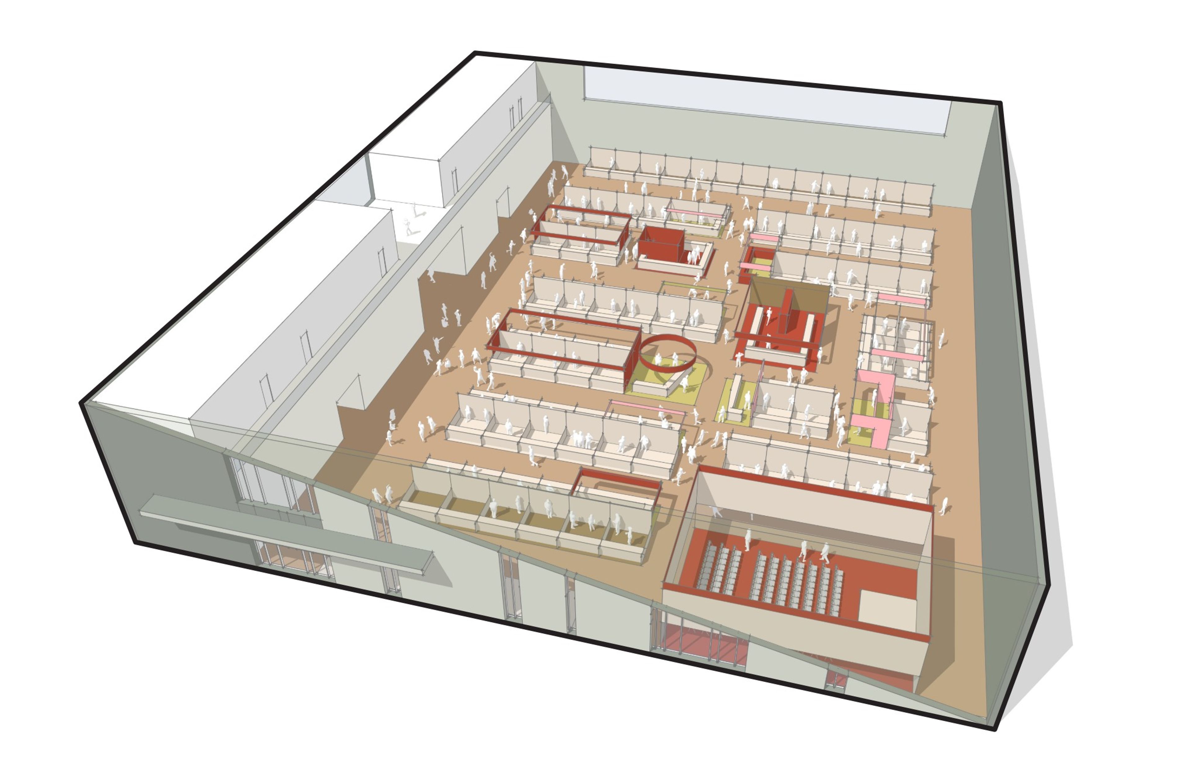 An example rendering showcasing what a tradeshow could look like at the Indoor Sportsplex at Cowlitz County Event Center.