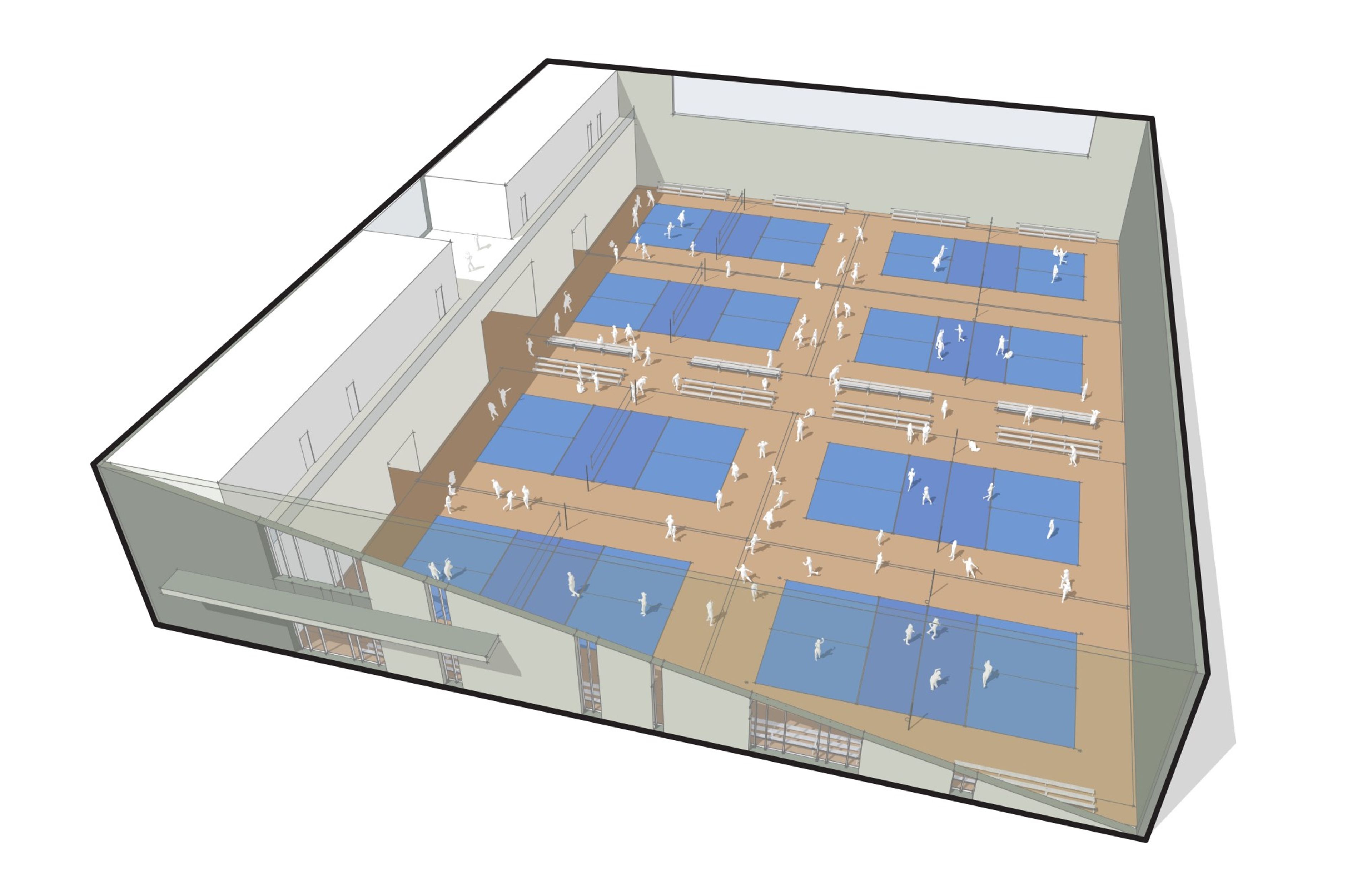 An example rendering showcasing what multiple volleyball courts could look like at the Indoor Sportsplex at Cowlitz County Event Center.