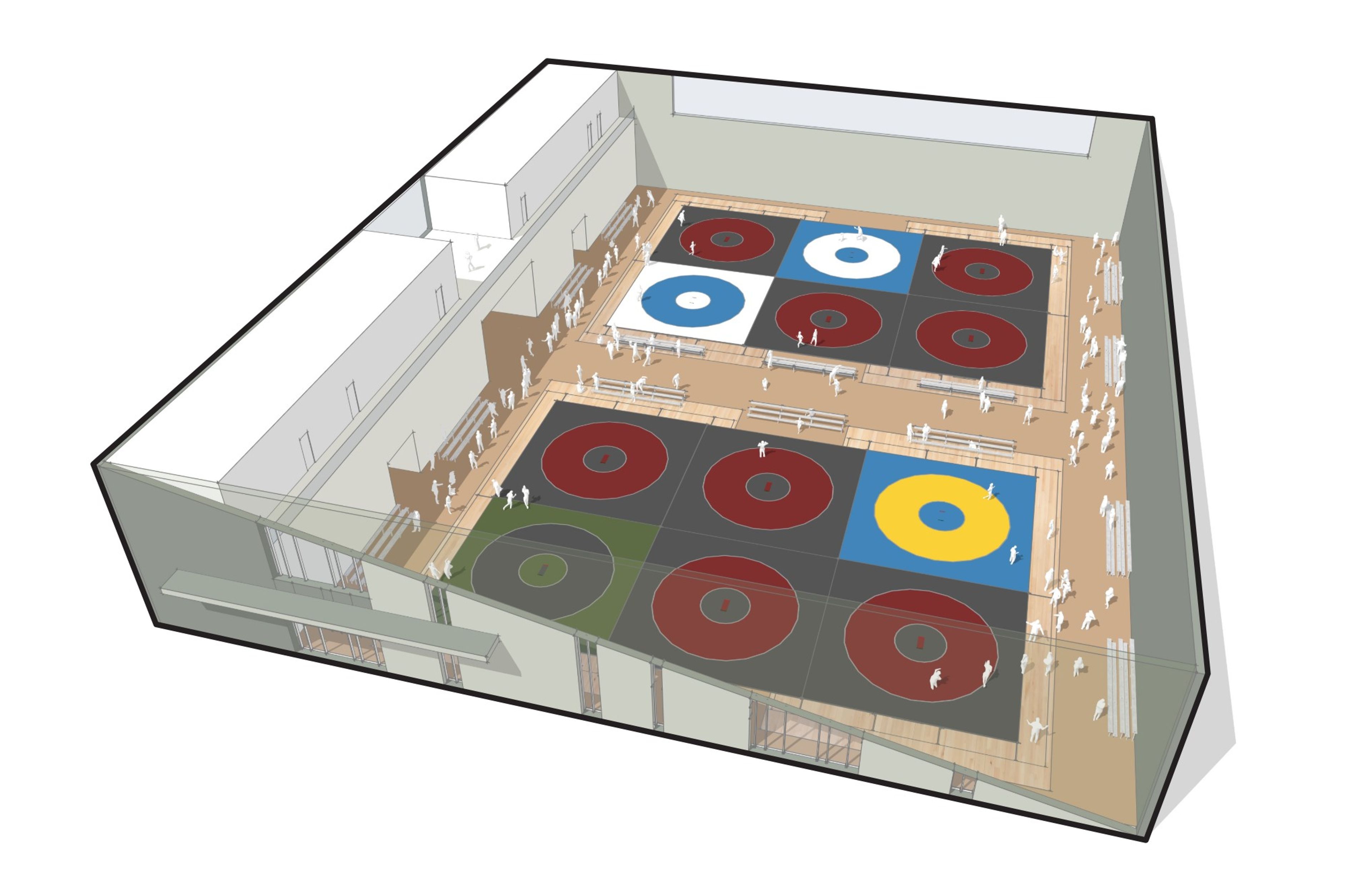 An example rendering showcasing what a wrestling tournament could look like at the Indoor Sportsplex at Cowlitz County Event Center.