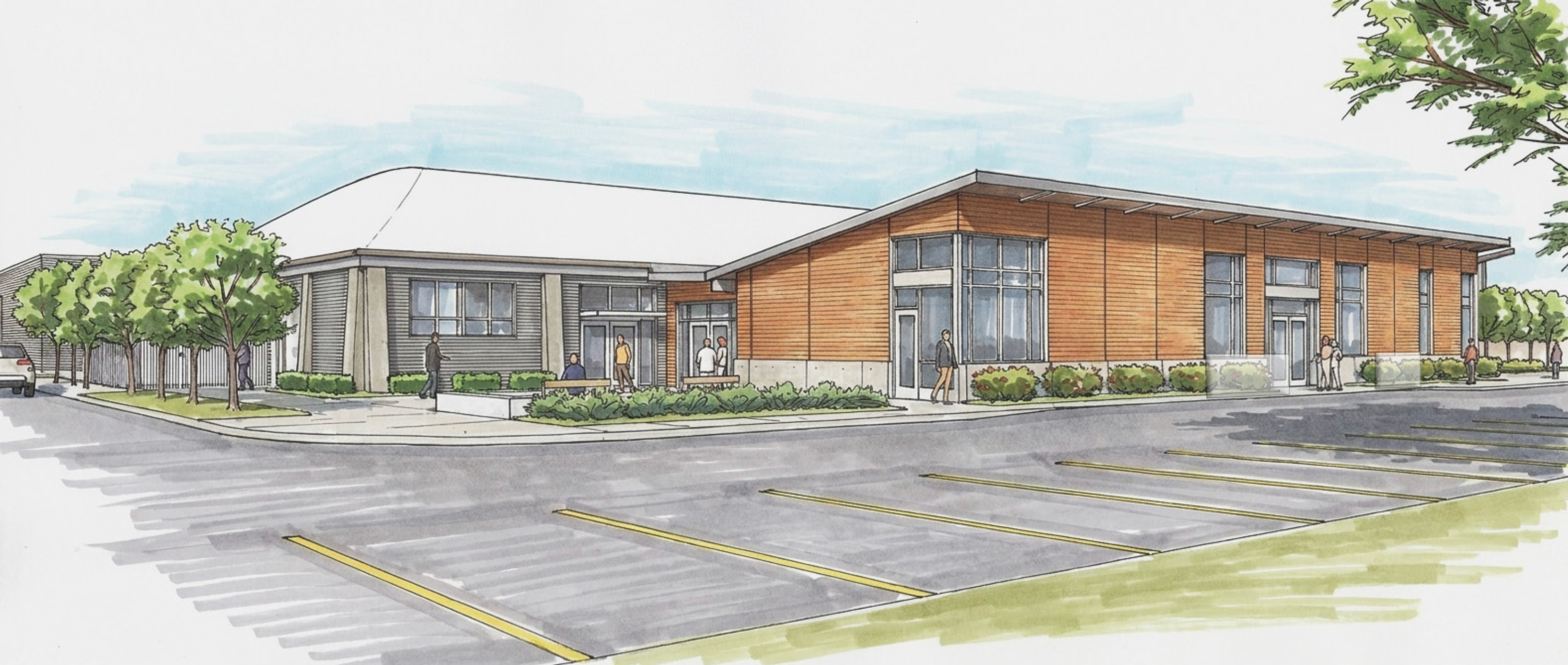 Facade of the renovated Event Center in Cowlitz County