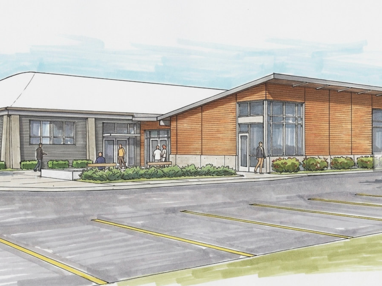 Facade of the renovated Event Center in Cowlitz County