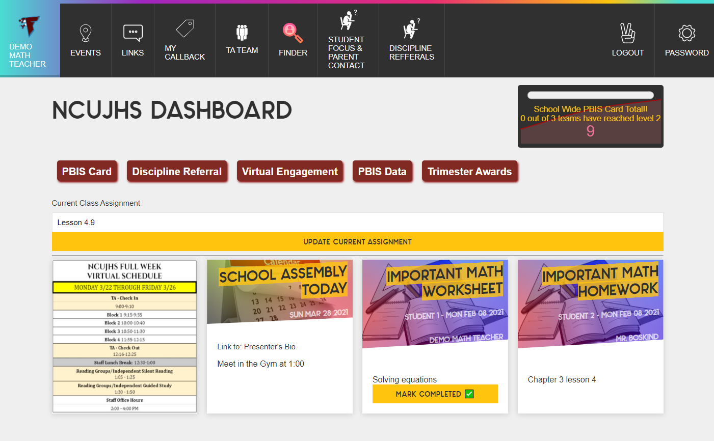 A guided tour of the NCUJHS.Tech School Dashboard.  This is the initial version that was used for 2 years.  It was replaced by a new version in 2021.