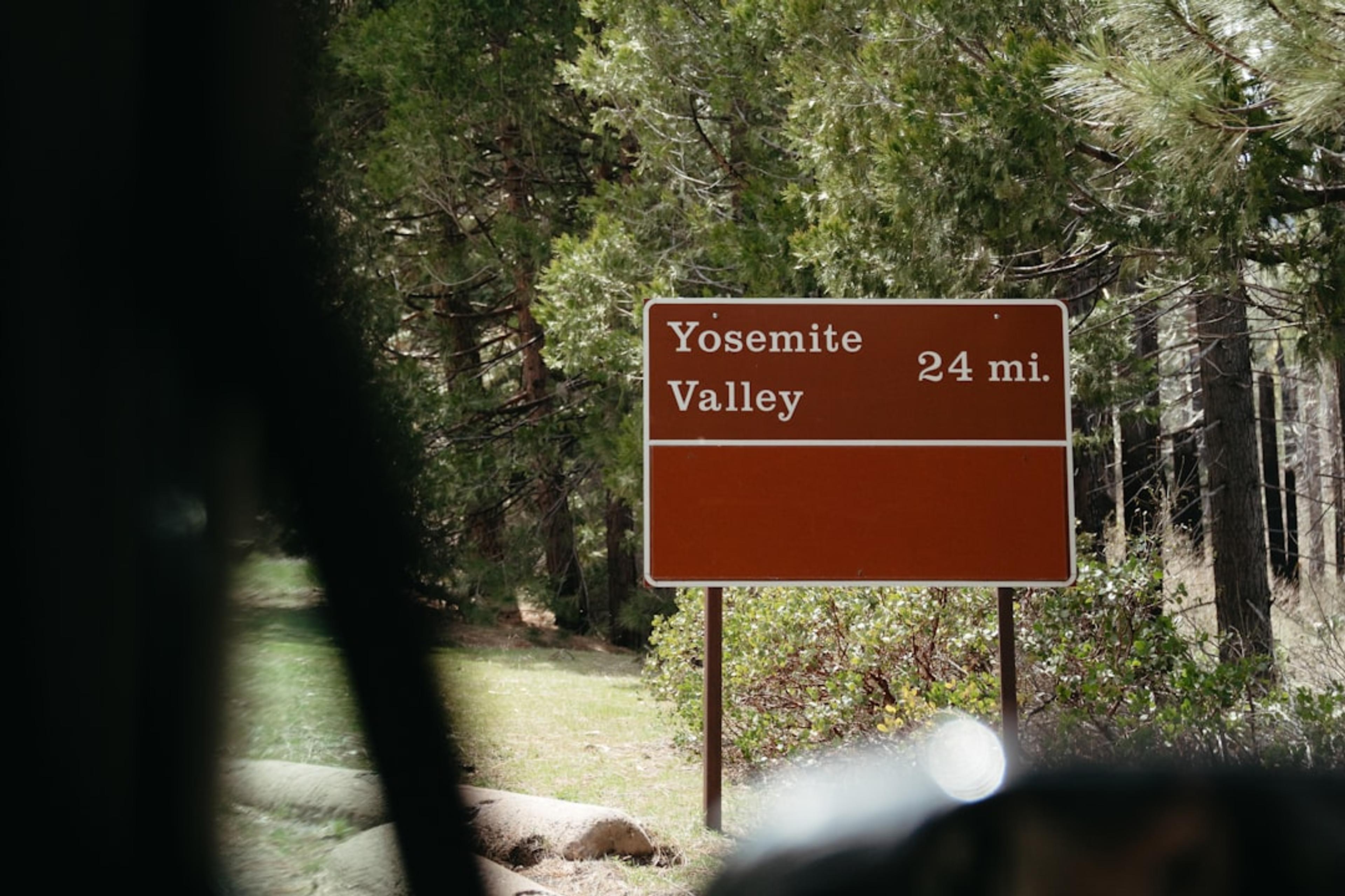 Yosemite valley is 24 miles away.