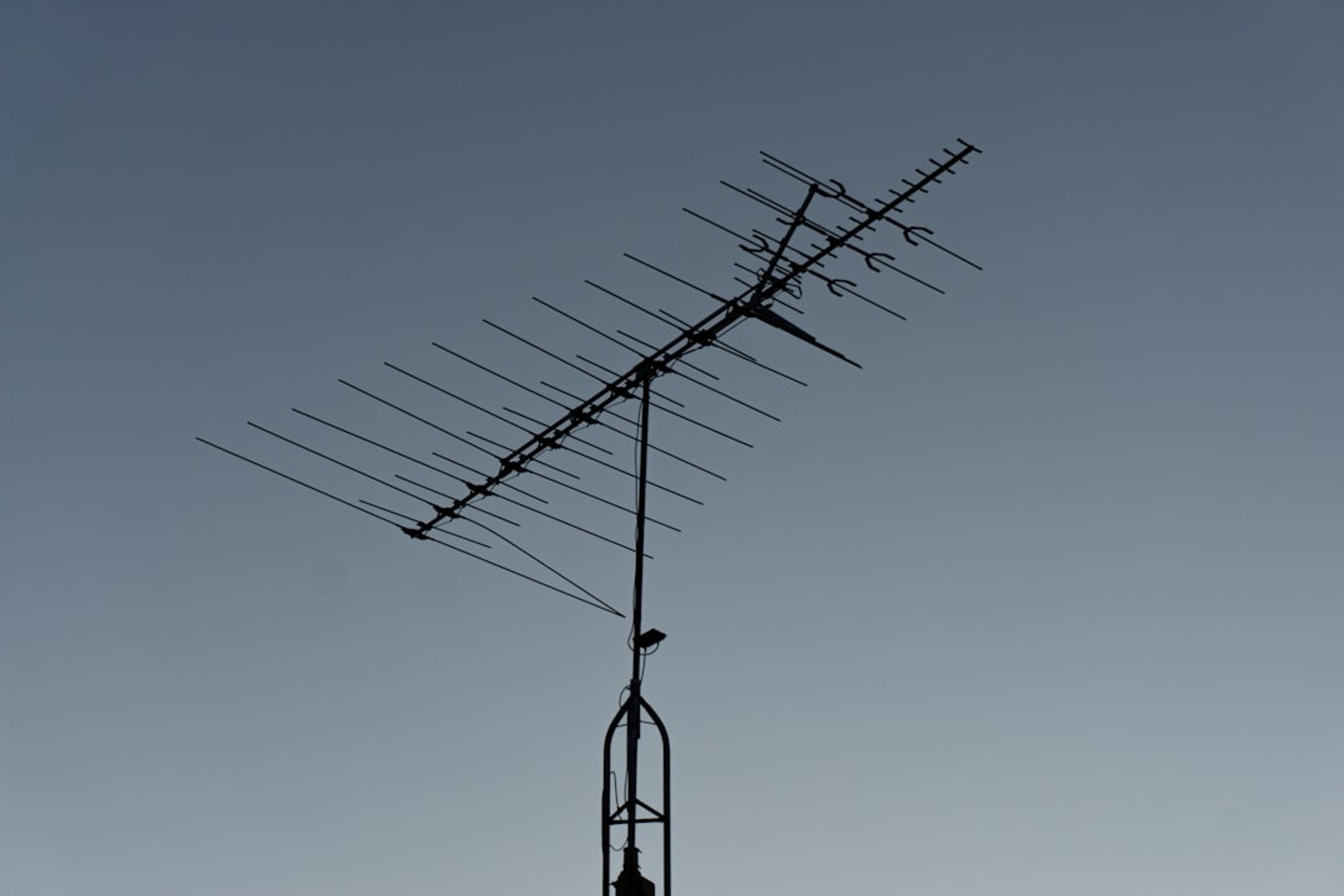 grayscale photography of outdoor antenna