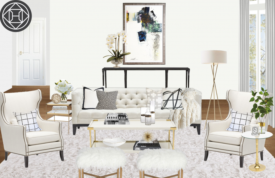 Scandinavian-inspired living room with cream upholstery, natural wood, soft neutral palette, and minimalist warmth.