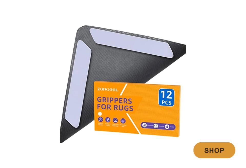 Practical non-slip rug grippers in charcoal and lavender tones