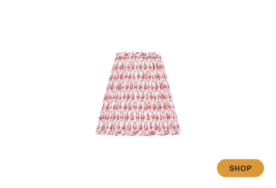 Playful coral patterned pleated shade, cheerful whimsical design accent