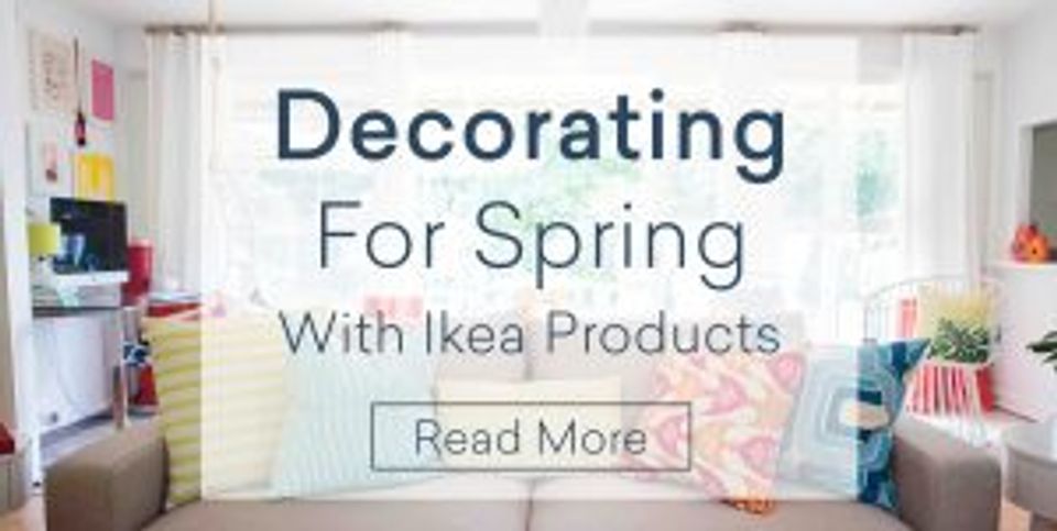 Bright, cheerful space with sheer white curtains and colorful spring decor accessories