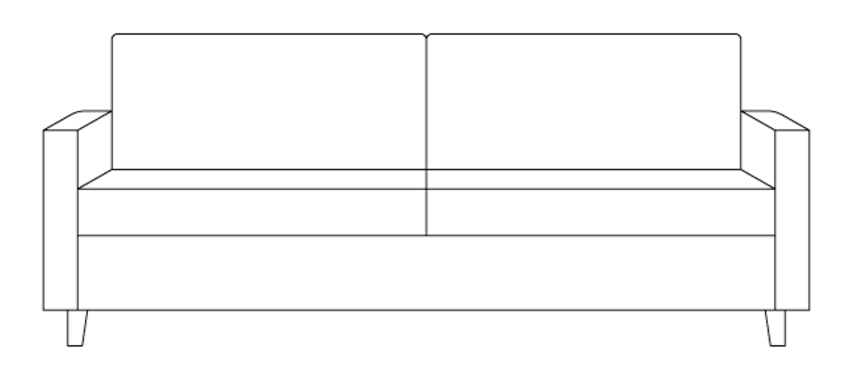 Mid-century modern sofa with tapered legs and streamlined proportions