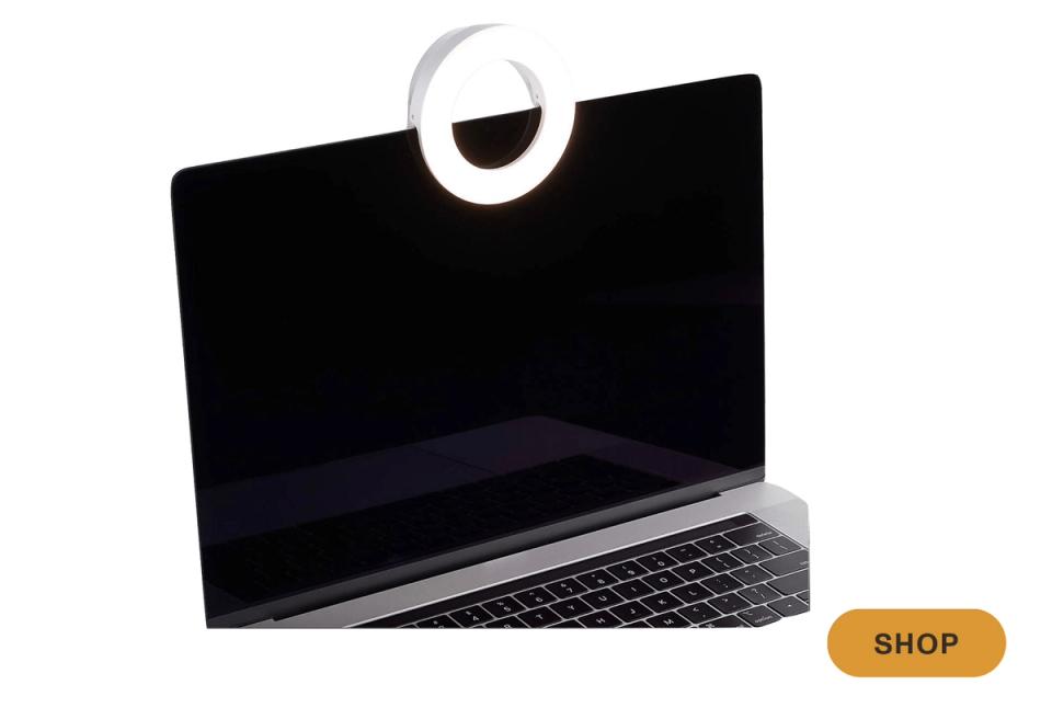 Sleek black laptop ring light with modern tech accessory design for video calls