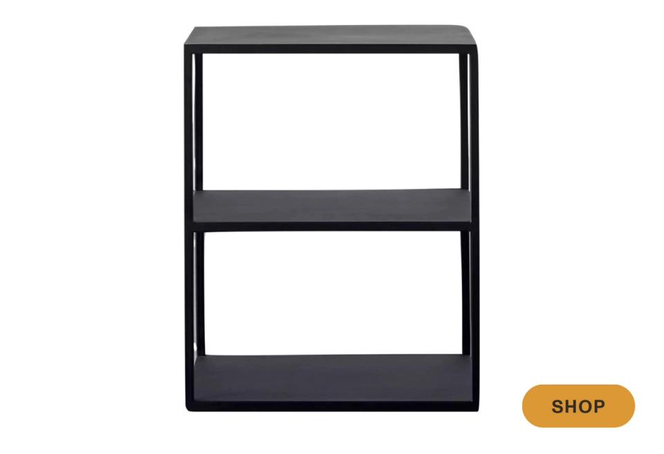 Modern black metal shelving unit with clean lines and minimal industrial style