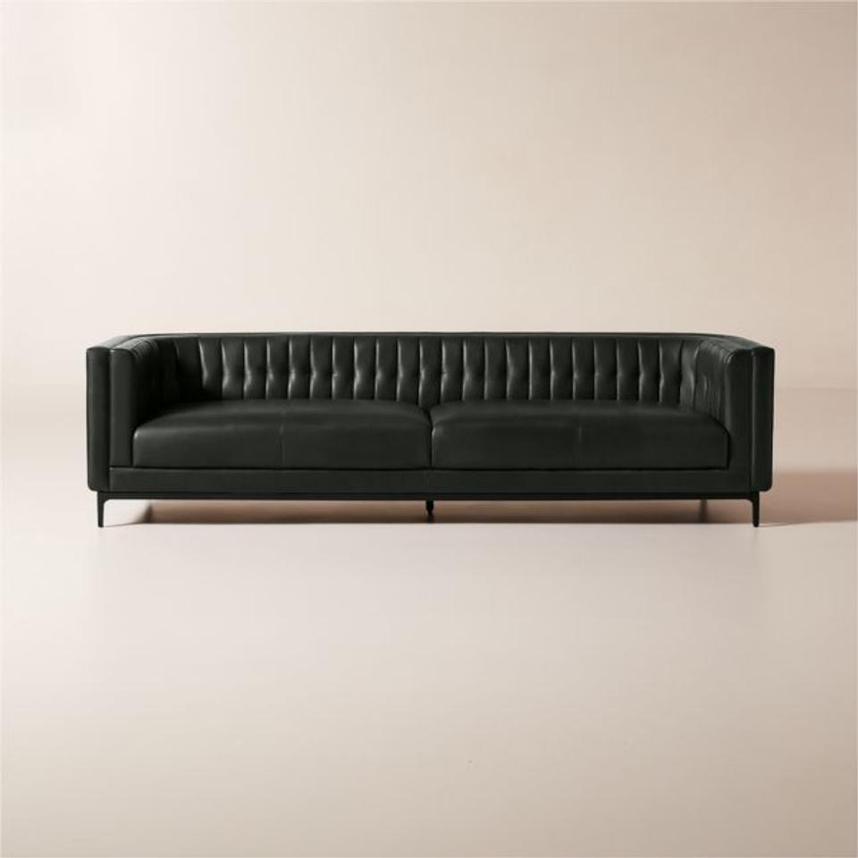 CB2 Ambroise 104.75" Black Leather Sofa