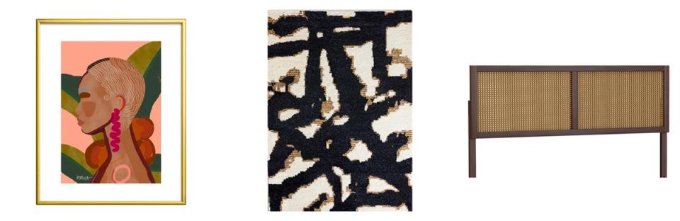 Contemporary art collection featuring bold geometric and figurative prints