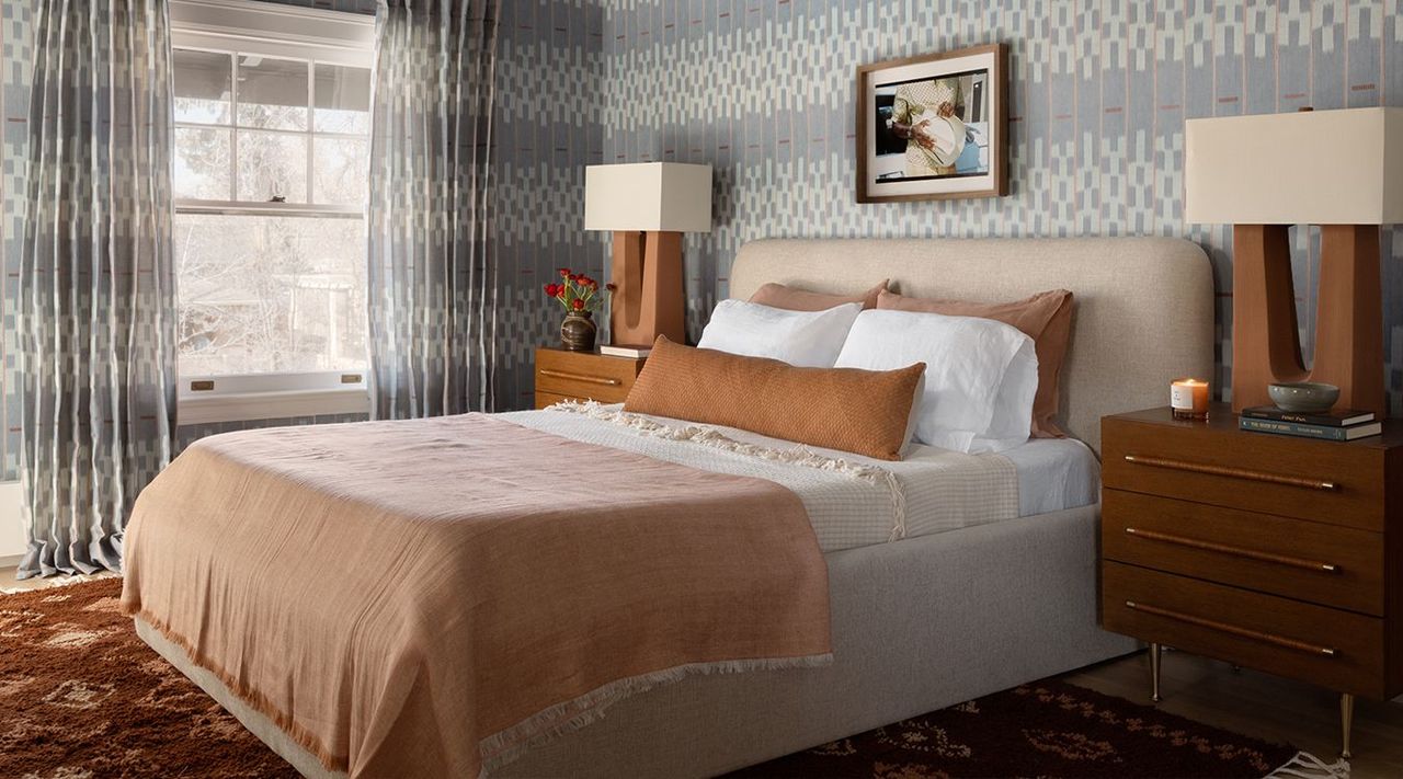 Virginia’s bedroom after her Havenly redesign