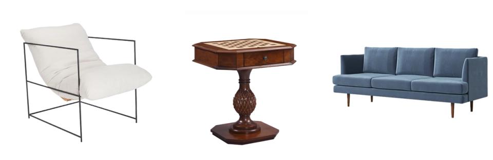 Contemporary seating collection mixing steel frames with neutral upholstery