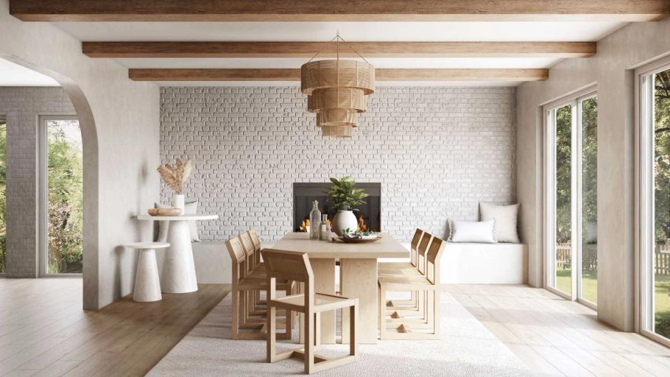 Scandinavian-inspired living space with natural wood, textured neutrals, and abundant daylight