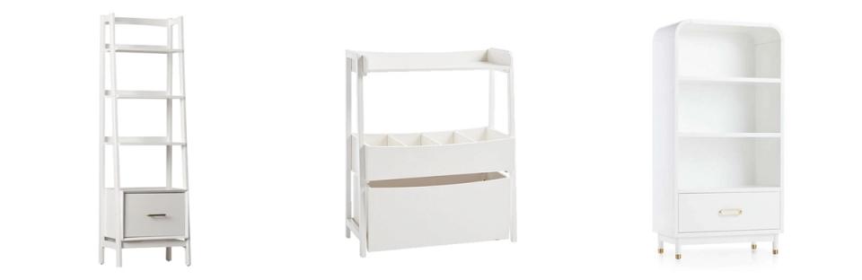 Three vertical storage tower designs with drawers and shelves for space-saving toy storage in compact rooms.