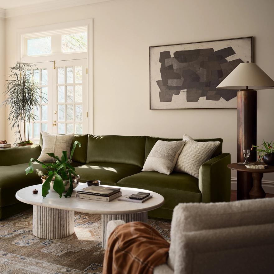 A living room designed through an online interior design service