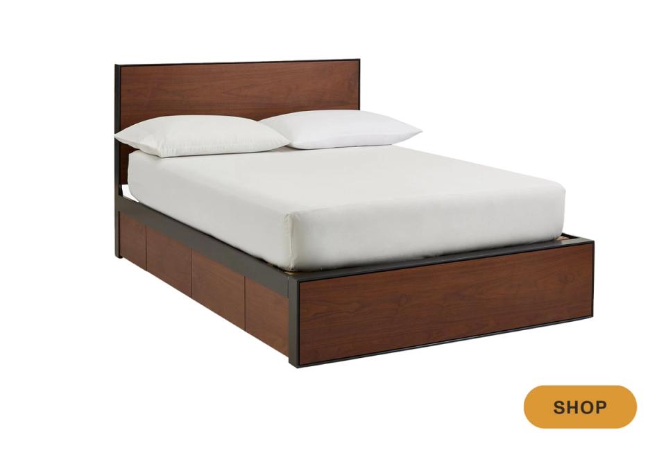 Traditional dark wood storage bed with rich espresso finish and understated elegance