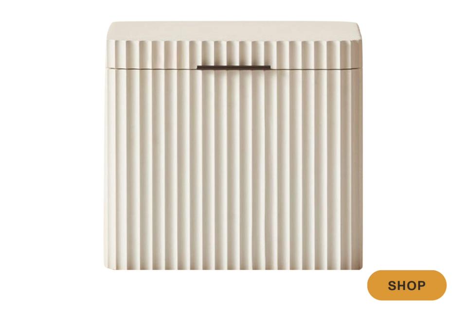 Neutral ribbed decorative box with clean vertical design and contemporary style